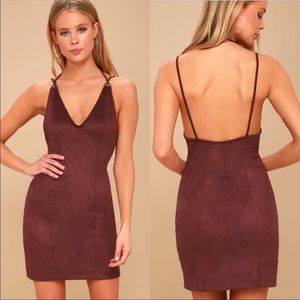 Free People Burgundy Suede Bodycon Dress